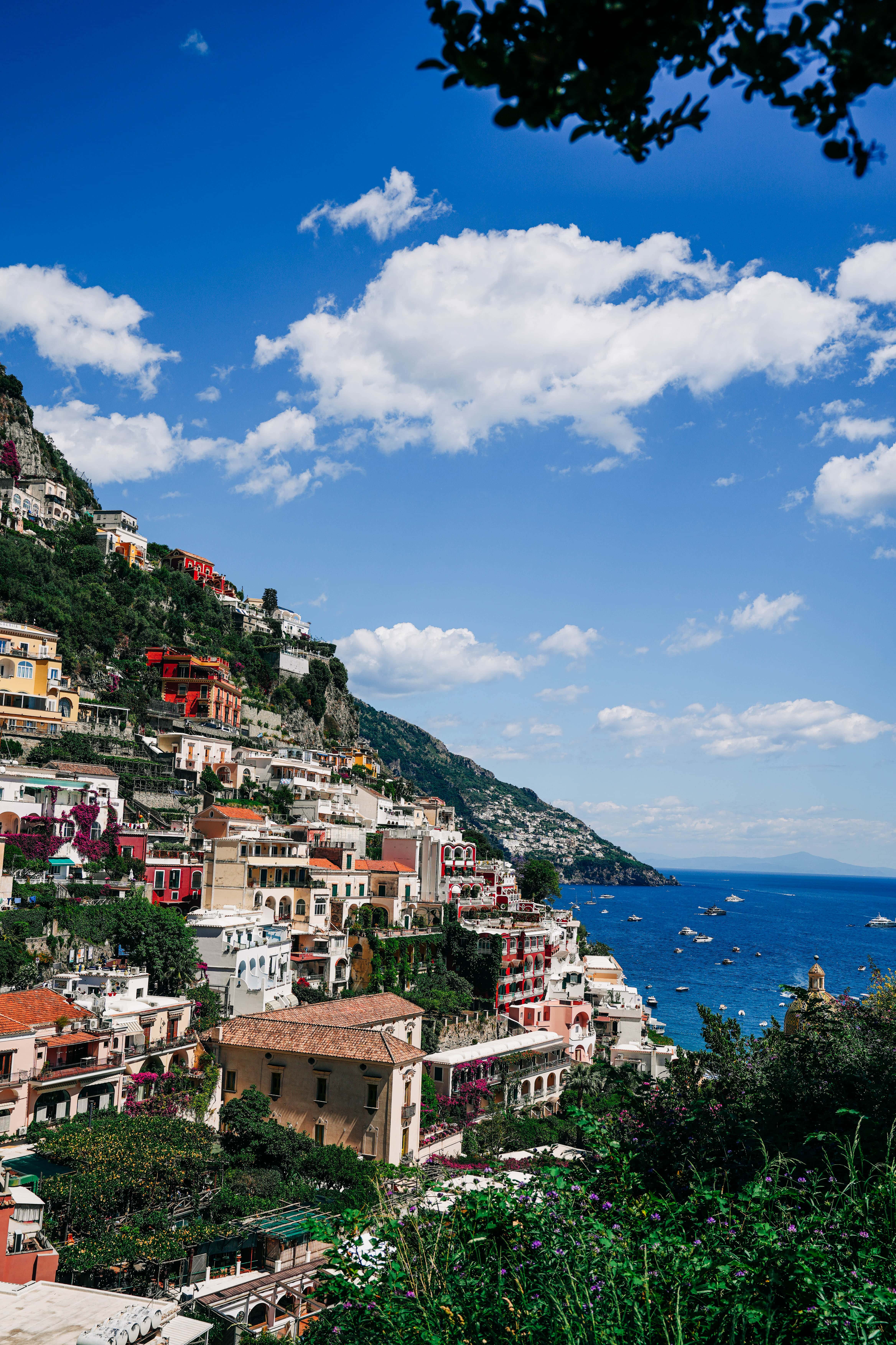 Positano coastal village and sea view