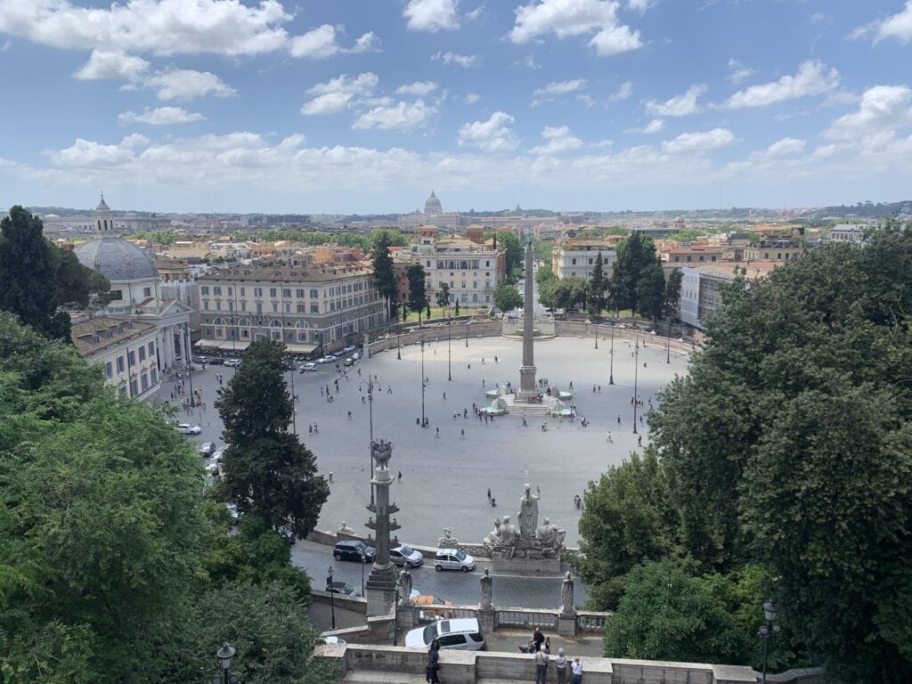 a view of a piazza in Italy