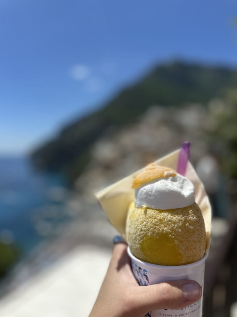 a lemon filled with granita