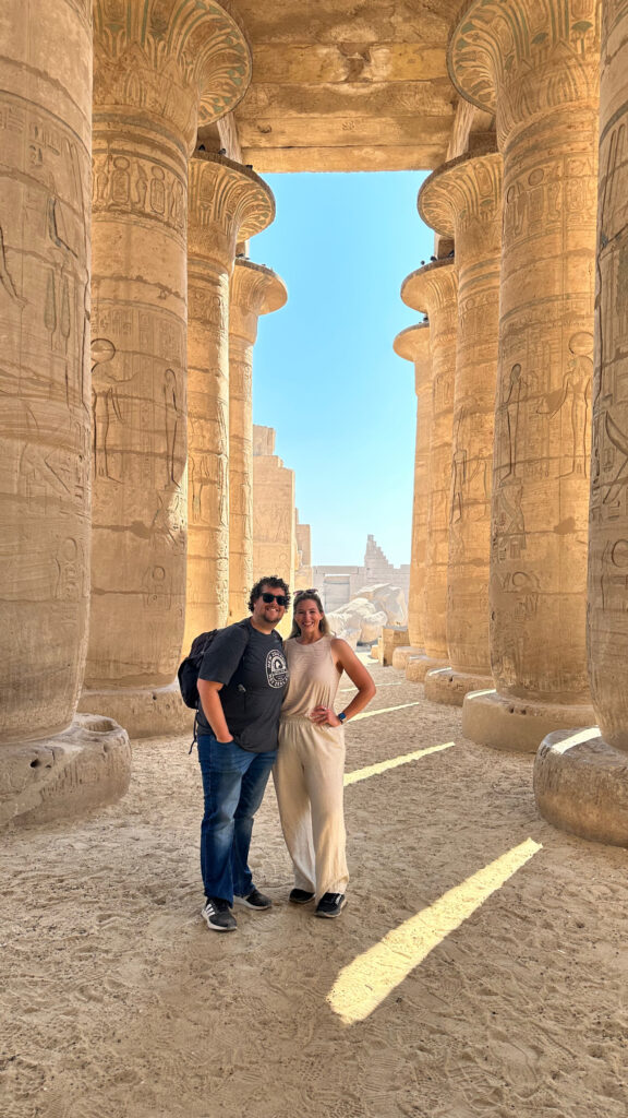 couple standing in temple in Egypt