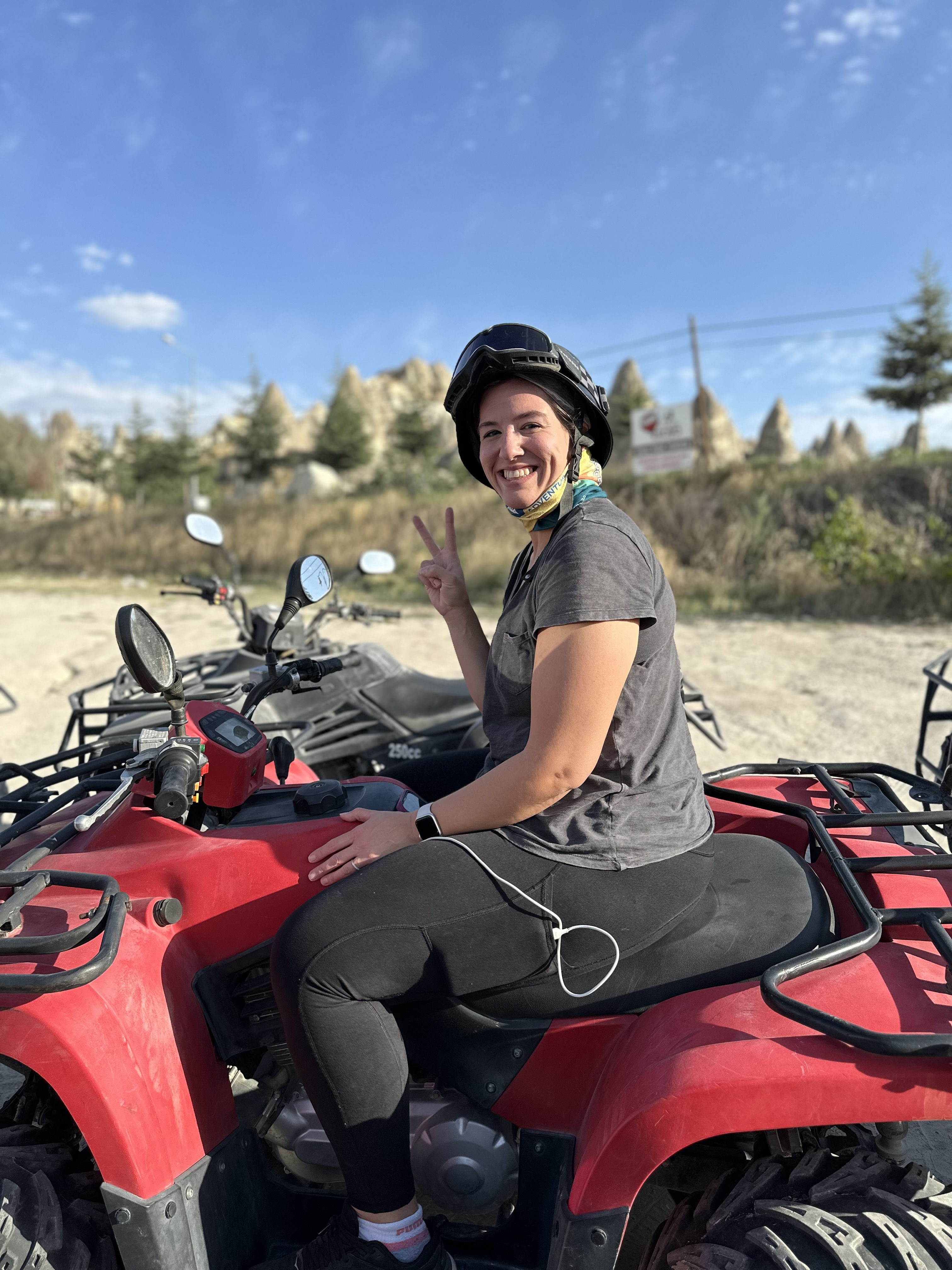 a woman on an ATV