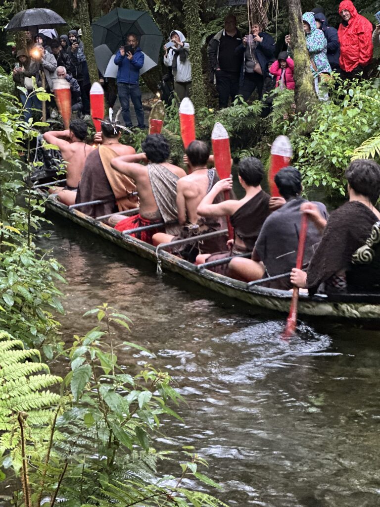 Many Maori men in a boat