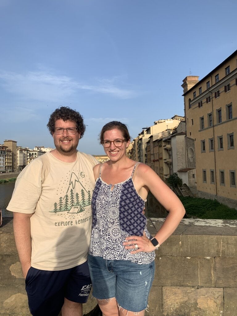 a couple posing in Florence