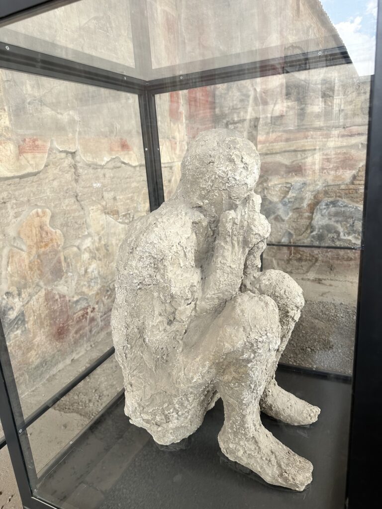 remains of a squatting human from Pompeii 