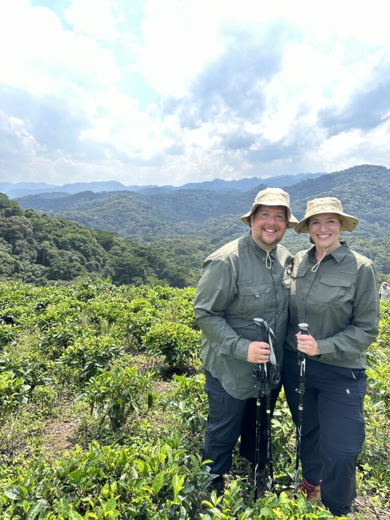 a couple hiking in the jungle