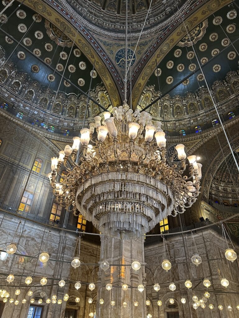 a chandelier at a mosque